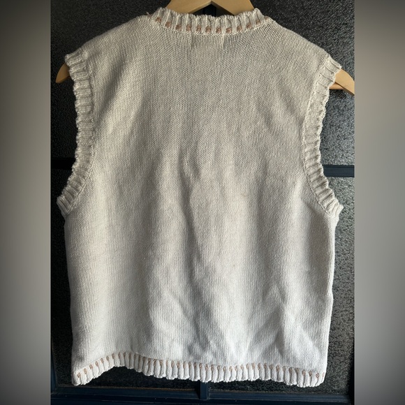 Vintage Embroidered Knit Vest with 3D Floral Design - Picture 5 of 6